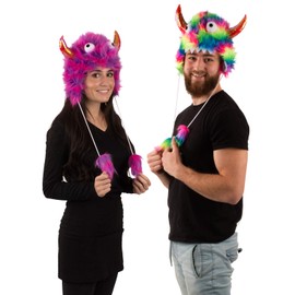 Tigerdoe Monster Hat Costume - 2 Pack Funny Crazy Hats - Monster Theme Birthday Party Supplies - Funny Furry Hats Colorful