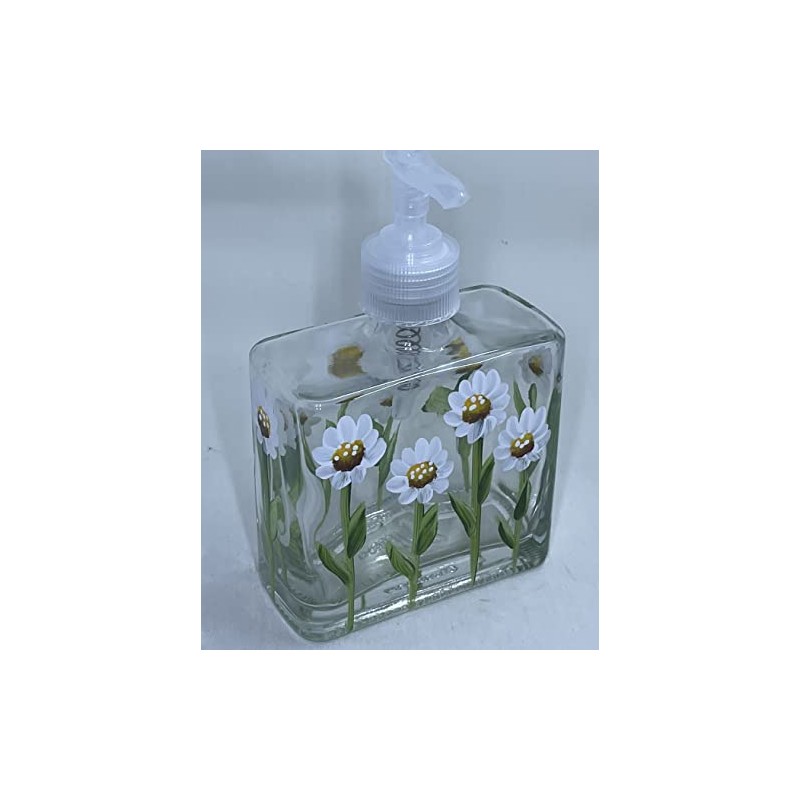 Hand painted White and Yellow Daisy Soap or Lotion Dispenser