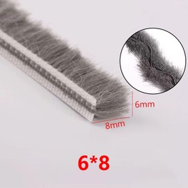 Zjclx 5m (16feet) Brush Weather Striping Card-Slot Seal Strip Pile Weatherstrip Door Sweep Brush for Door Window (6mm x 8mm (1/4" 5/16"), Gray)