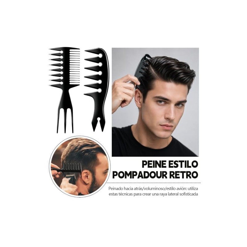 Peine Texturizador Para Hombre 6 Piezas, 2 en 1 Peine