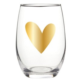 Slant Collections Valentine's Day Wine Glass Gifts Stemless Wine Glass in Gift Box, 17-Ounce, Heart