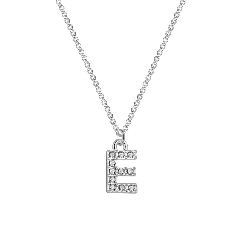 Philip Jones Pave Initial Necklace Letter E Created with Zircondia®