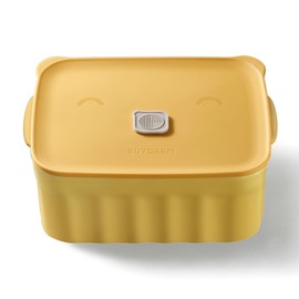 BUYDEEM Ceramic Food Storage Container with Airtight Lid, 28 oz Stackable Bento Lunch Box Microwaveable, Reusable and Dishwasher Safe, for Home Office Work and Travel, Mellow Yellow