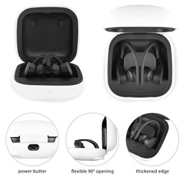 AIIEKZ Compatible with Powerbeats Pro, Soft Silicone Case with Gold Heart Pattern for Powerbeats Pro Case with Cute Butterfly Keychain for Girls Women (White)