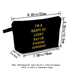 MoCaliduccious Happy-Go-Lucky Gifts for Friends Makeup Bag Birthday Gift Cosmetic Bag Funny Slogan Cosmetic Bag