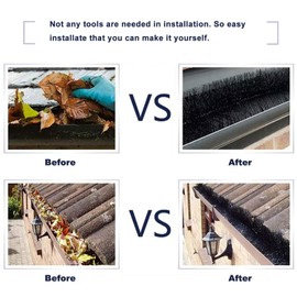 25 Pcs 80ft (3.2ft x 25) length for 5 Inches Standard Gutter Filter Leaf Debris Guard brush guard- Simple Gutter Guard | No Tools DIY |