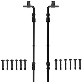 Sdstone 24 Inch Heavy Duty Cane Bolt Gate Drop Rod Hardware Ground Latch for Wooden Fences,Metal Gates Doors Stopper for Gate Ground (Black Finish,2 Pack)