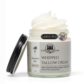 100% Grass Fed Beef Tallow For Skin - Face & Body - All Natural Whipped Moisturizing Lotion Formulated For Sensitive Skin - Sensitive One (Unscented)