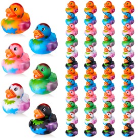 DEEKIN 24 Pcs Splat Rubber Ducks 2 Inch Camouflage Ducks Bath Tub Gifts Floating Splat Rubber Ducks for Cruise Ships 6 Colorful Ducks for Cruise Ships Party Favors