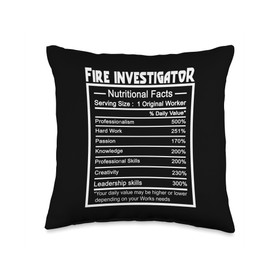 Awesome Fire Investigator Profession Design Funny Job Title Worker Nutrition Facts Fire Investigator Throw Pillow, 16x16, Multicolor