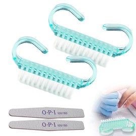 Pack of 2 Nail Brush Nail Cleaning Brush with Sponge Sanding Strips Fingernail Exfoliating Cleaning Brushes Manicure