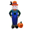 7' Air Blown Inflatable Scarecrow Standing Next to Pumpkin Thanksgiving