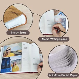 Photo Albums 4x6 Pictures with Writing Space 200 Photos with Slip in Pockets Memory Book for Family Wedding Keepsake Book for Anniversary Travel Dog (Brown)