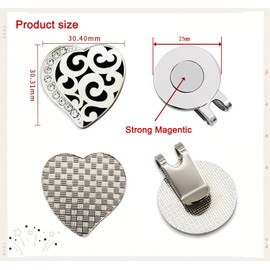 Adhere Golf Ball Markers Personlized Colourful Diamond Logo with A Magnetic Hat Clips,Golf Accessories for Men & Women, Premium Golf Gifts (Heart-Shaped)