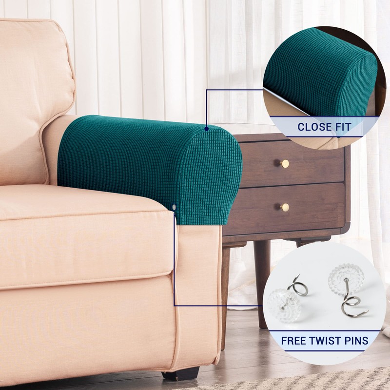 Subrtex Stretch Armrest Covers Spandex Arm Covers for Chairs Couch