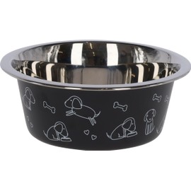 Kerbl Pet Stainless Steel Bowl Approx. 900 ml Black with Motif