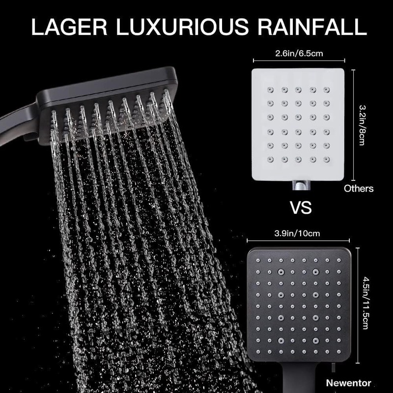 Newentor Shower Head with Hose (Black)