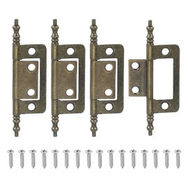 sourcing map Non-Mortise Door Hinges, 2" x 1" Non Mortise Bifold Butt Door Hinges Heavy Duty Steel Flush Cabinet Hinges with M4 Screws for Bathroom Windows Cupboard Copper Pack of 4