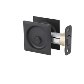 Kwikset 335 514 SQT Square Privacy Bed/Bath Pocket Door Lock, Black