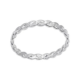 Silverly Sterling Silver Braided Ring - 925 Solid Silver Stacking Rings for Women - Minimalist Woven Band - Stackable Braid Design - Luxury Gift for Daughter - Simple Boho Jewellery With Knotwork