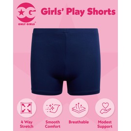 Rene Rofe Girls' Cartwheel Shorts - 4 Pack Dance Bike Shorts with Comfort 4-Way Stretch Play Shorts for Girls (Sizes: 6X-14), Size 10-12, Black/Grey/Blue/White