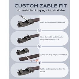 KEYNAT Mens Belts Leather, Slide Ratchet Belt for Gift Men Dress Casual with Adjustable Buckle, Brown Belt Trim to Fit, 26"-34" Waist Adjustable