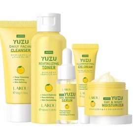 5PCS Yuzu Skin Care Sets & Kits - JAPAN Yuzu Skincare Set - Cleanser, Toner, Face Serum, Eye Cream, Face Cream - Skincare for Kids - Skin Care for Teenage Girls - Facial Kit for Women - Travel Kit