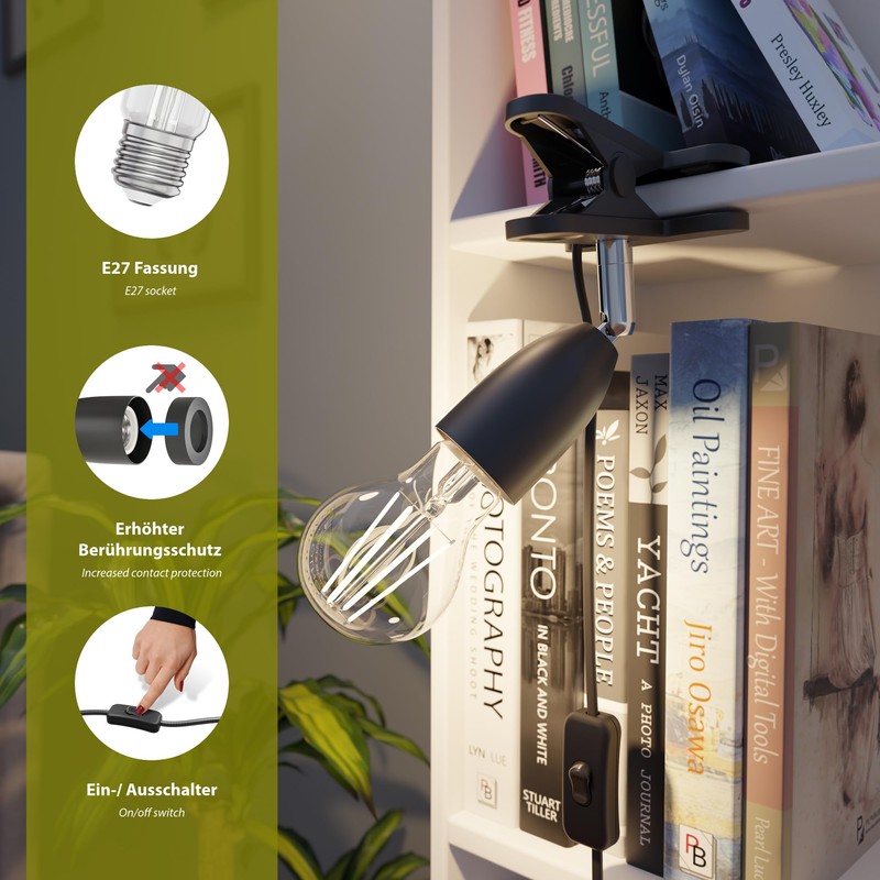 ledscom.de LIK E27 Clamp Light Including PAR38 LED Reflector Lamp