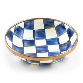 MACKENZIE-CHILDS Enamel Dipping Bowl, Small Serving Bowl for Entertaining, Blue-and-White Royal Check