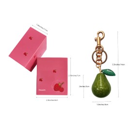 hxusin Pear Keychain,Pear Bag Charm,Golden Pear Keychain,Pear Purse Charm For Bag And Pear Keychains For Car (Green)