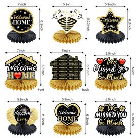 Pimvimcim Welcome Home Decorations, 8 piezas We Missed You So Much Table Honeycomb Centerpiece Decor Family Party Supplies, Patriótico Militar Homecoming Despliegue Returning Back Sign