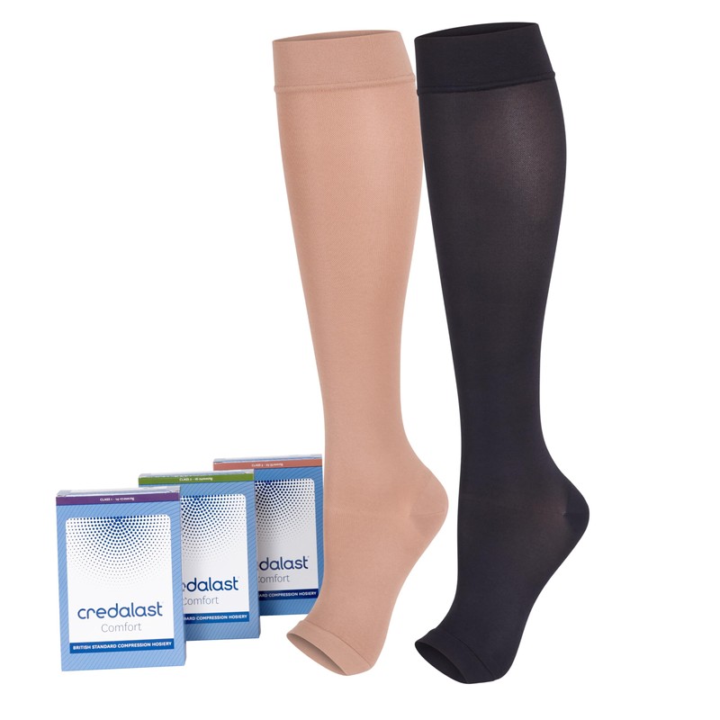 Credalast Comfort Class 1 Below Knee: Beige, Large, Open Toe