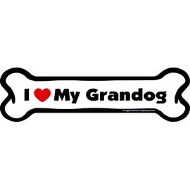 Imagine This Company I Love My Breed Bone Shaped Pet Magnet; Removable Magnets for Cars, Fridges, Lockers & More, Stylish Pet Inspired Car Accessories, 2 x 7 inches, 1 Item, White/Black, Grandog