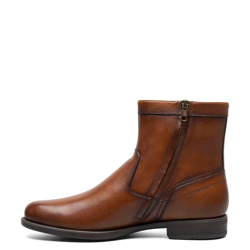 Florsheim Midtown Plain Toe Men's Boot, 9.5 2E US, Cognac