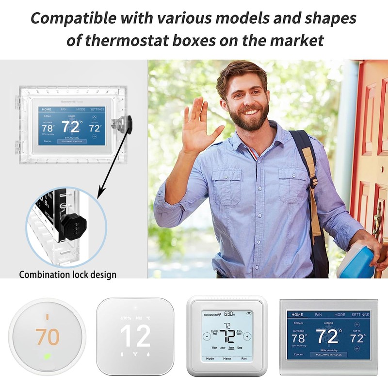 Young Dance Universal Thermostat Combination Lock Box, Clear Large Thermostat
