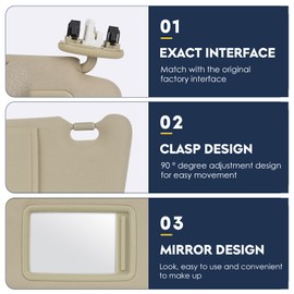 Right Passenger Side Sun Visor with Light Fit for Toyota Camry (Only Fit Models with Sunroof) 2007 2008 2009 2010 2011, Replace for 74310-06770-B0 (Beige)