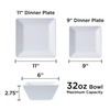 TP 12-Piece Square Dinnerware Set, Melamine Dishes Set with Bowls