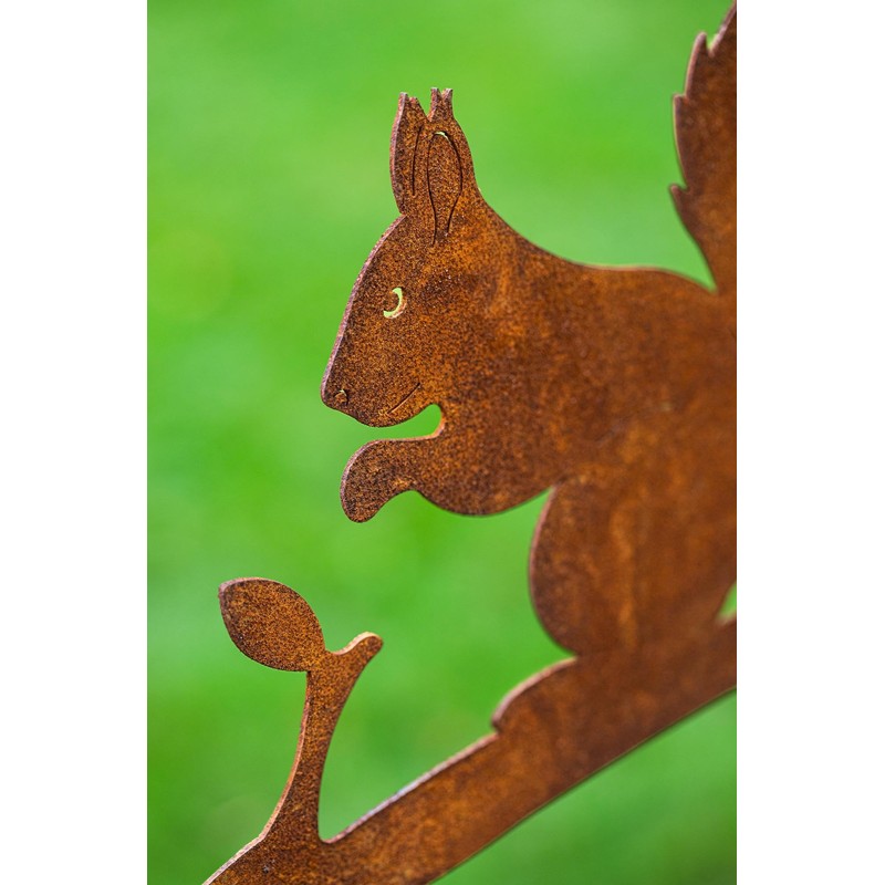 Garden Stake Tree Stake Metal Rusty Garden Decoration Patina Squirrel