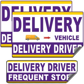 3 Pcs Delivery Driver Car Magnet Signs, Delivery Vehicle Magnetic Car Sign, Reflective Delivery Driver Magnet for Car Frequent Stops (White-Purple 3 Pack)