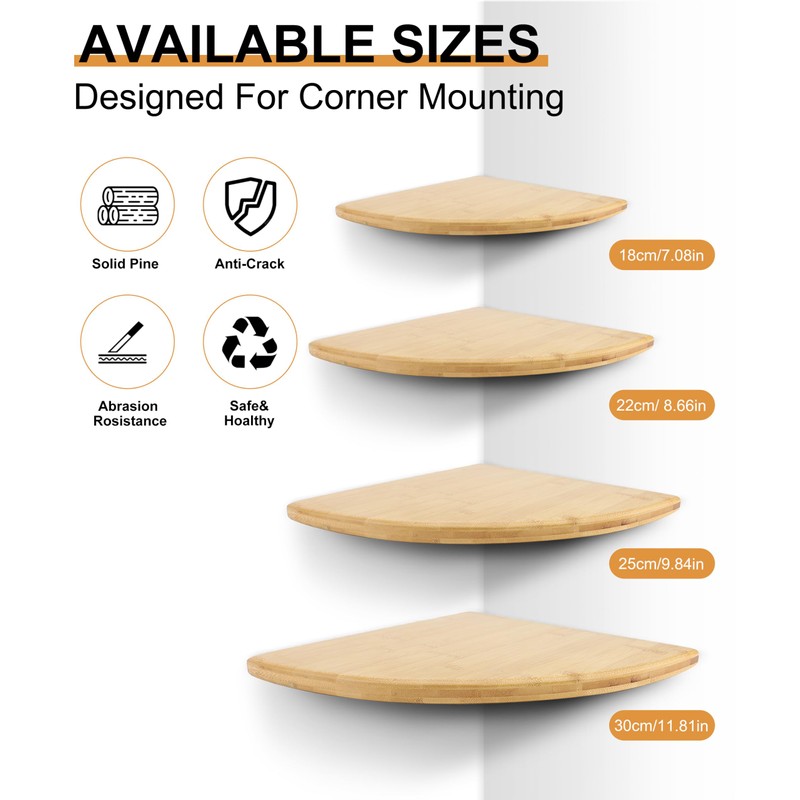 Gugxiom Corner Wall Shelf, Wooden Floating Corner Shelf, Wall Shelf,