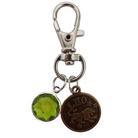 Zodiac Star Sign Birthstone Keyring Lobster Clasp August Peridot Leo