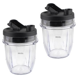 LMEI Replacement Parts 12oz Cup with Sip & Seal Lid, Compatible with Ninja Blender BL450 BL480 BL640 BL680 BN400 BN751 BN801 SS100 SS401 CT680 (2 Pack)