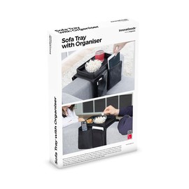 InnovaGoods INNOVAGOOODS Sofa Tray with Handle Organiser V0101223 Sofa Tray with Organiser, 54 x 31 x 4 cm, Polyester, Multicoloured