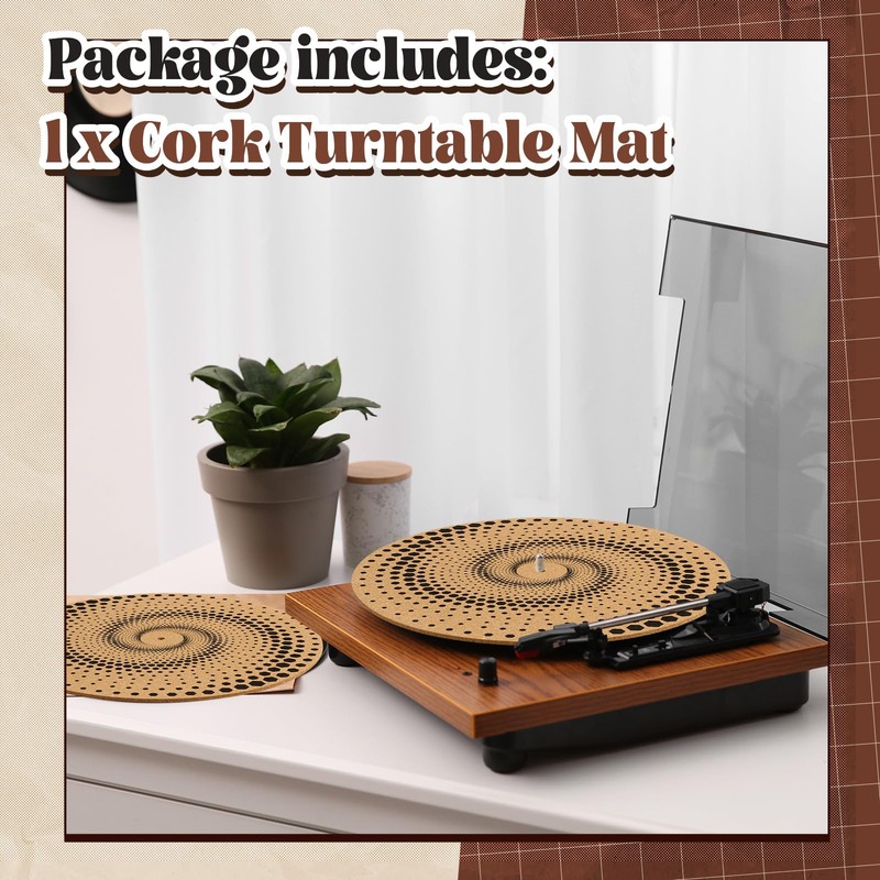 Briwooody Cork Turntable Mat/3mm Thick for Better Sound Support on