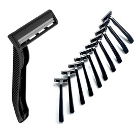 10 Pack of Gemini Twin-Blade Black Razor Blades Disposable Stainless Steel Hospitality Quality Shavers High End Twin Blade Razors for Men and Women - Precise & Manueverable - Aer by Big Box of Razors