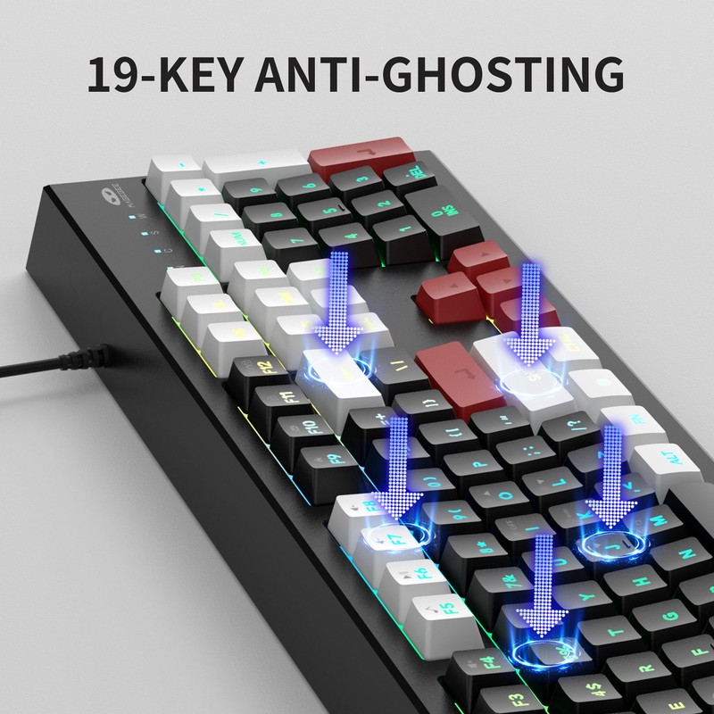 MageGee Creamy Keyboard,K2 Keyboard Wired RGB Backlit 104 Keys Waterproof