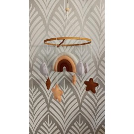 Goukurlsma Baby Crib Mobile Rainbow Star Feather Felt Boho Nursery DéCor Brown Cream Pink