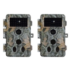 2-Pack Game Trail Deer Cameras No Glow 90ft Night Vision 24MP Picture 1296P H.264 MP4 Video Motion Activated Waterproof 0.1S Trigger Speed Photo & Video Model for Hunting Wildlife or Home Surveillance