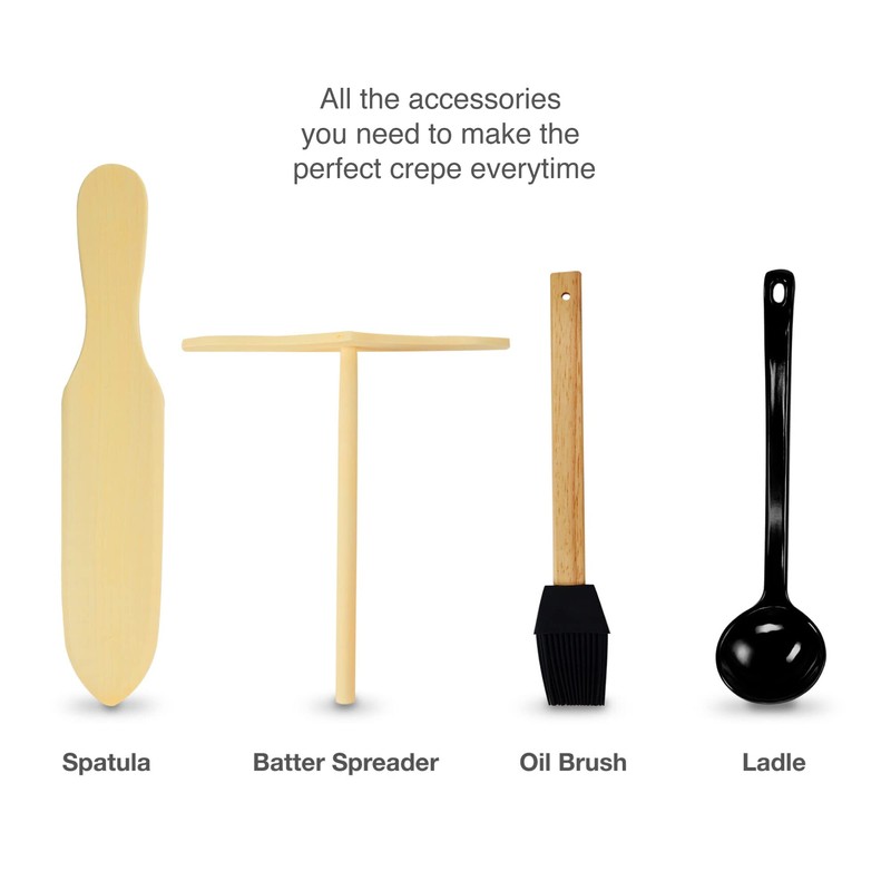 Andrew James Crepe Maker Accessories | Ladle, Oil Brush, Batter