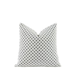 Croker Horse New 22x22'' inches Throw Pillow Cushion Covers - Woven Grid Black Color Chenille Jacquard Embroidery Luxury Modern Style Couch Sofa Bed Pillow Cover for Living Room Bedroom